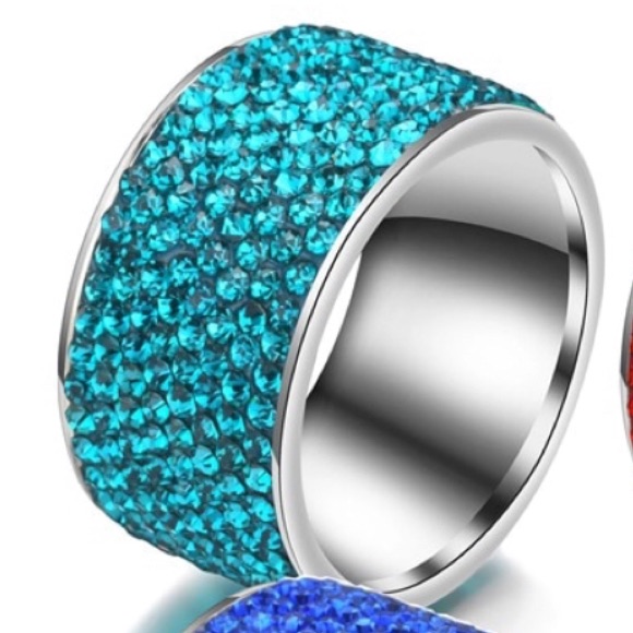 Stainless Steel Cz Crystals Ring New